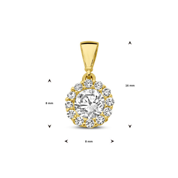 hanger zirkonia halo 14K geelgoud - Afbeelding 4