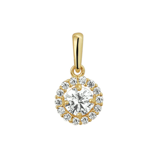 hanger zirkonia halo 14K geelgoud