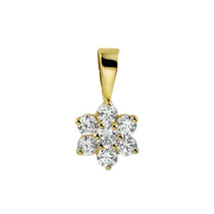 hanger zirkonia halo 14K geelgoud