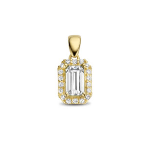 hanger zirkonia halo 14K geelgoud