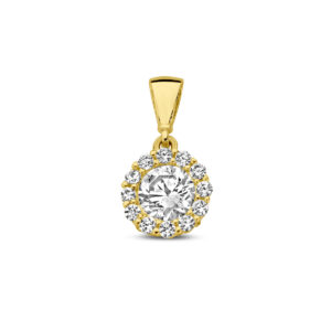 hanger zirkonia halo 14K geelgoud