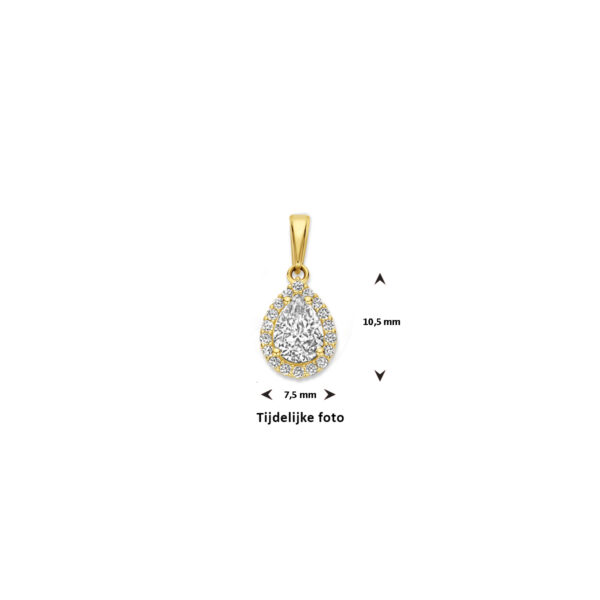 hanger zirkonia halo 16,5 mm 14K geelgoud - Afbeelding 4