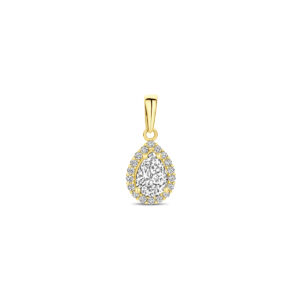 hanger zirkonia halo 16,5 mm 14K geelgoud