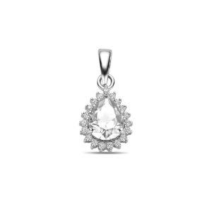 hanger zirkonia halo 19 mm zilver gerhodineerd