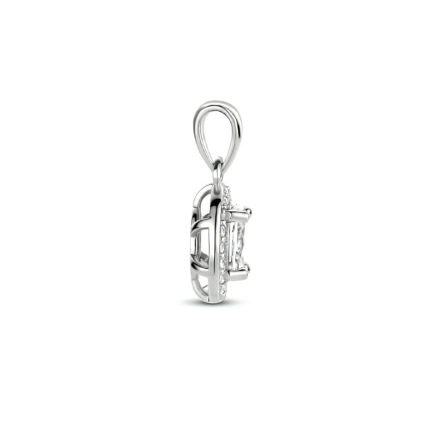 hanger zirkonia halo zilver gerhodineerd - Afbeelding 3