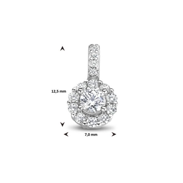 hanger zirkonia halo zilver gerhodineerd - Afbeelding 3
