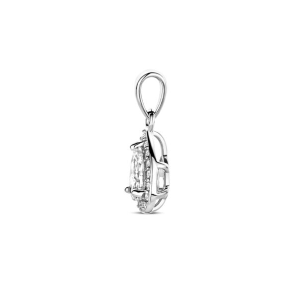 hanger zirkonia halo zilver gerhodineerd - Afbeelding 3