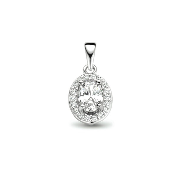 hanger zirkonia halo zilver gerhodineerd