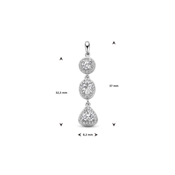 hanger zirkonia halo zilver gerhodineerd - Afbeelding 4