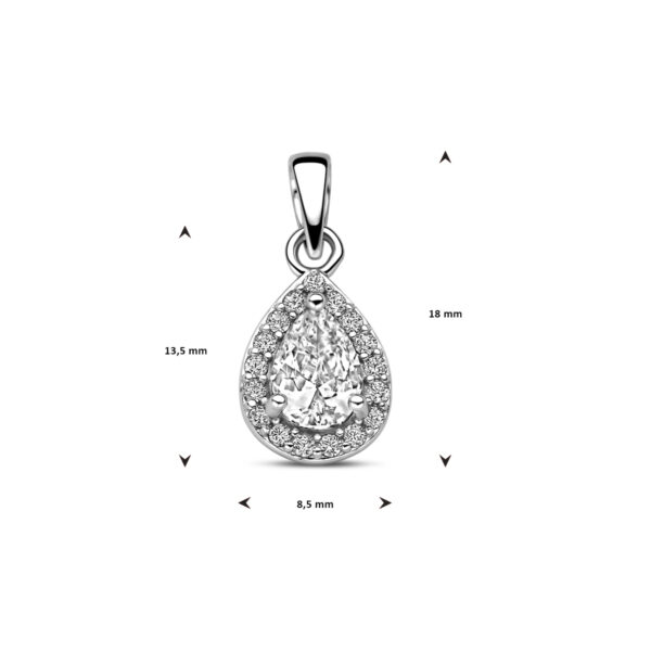 hanger zirkonia halo zilver gerhodineerd - Afbeelding 4