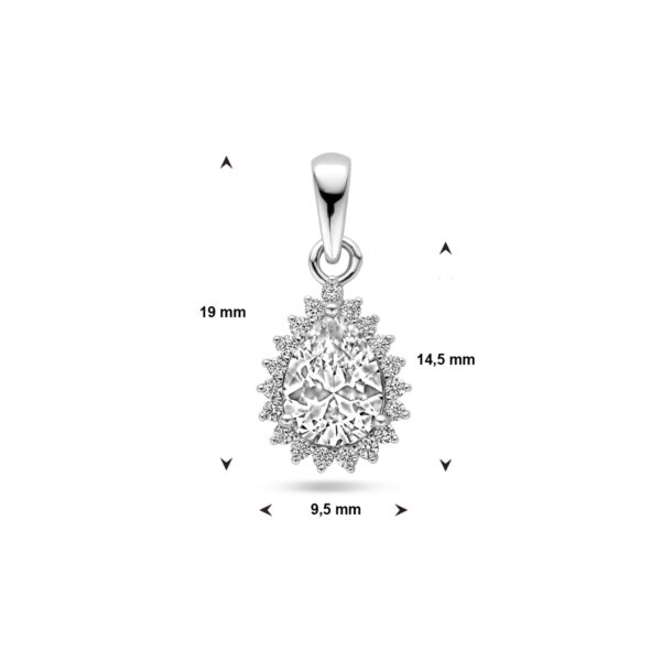 hanger zirkonia halo zilver gerhodineerd - Afbeelding 4
