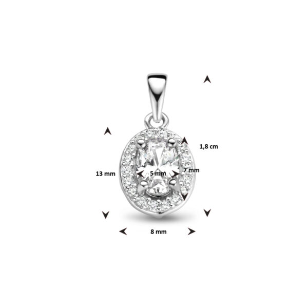 hanger zirkonia halo zilver gerhodineerd - Afbeelding 4