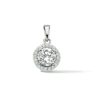 hanger zirkonia halo zilver gerhodineerd