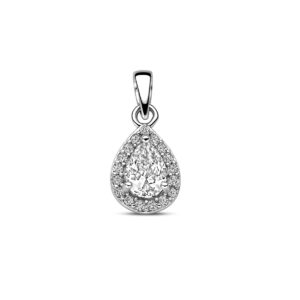 hanger zirkonia halo zilver gerhodineerd