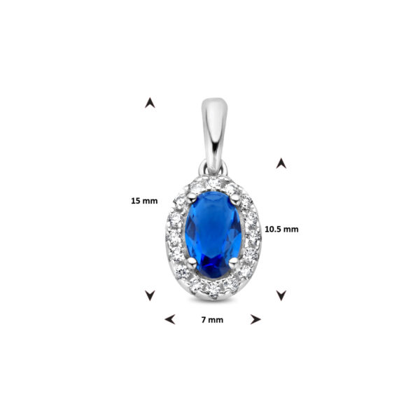 hanger zirkonia saffier halo zilver gerhodineerd - Afbeelding 4