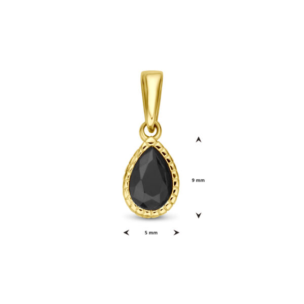 hanger zwart zirkonia 14 mm 14K geelgoud - Afbeelding 4