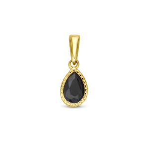hanger zwart zirkonia 14 mm 14K geelgoud
