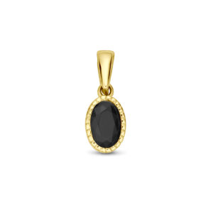 hanger zwart zirkonia 14 mm 14K geelgoud