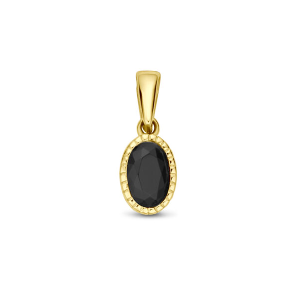hanger zwart zirkonia 14 mm 14K geelgoud