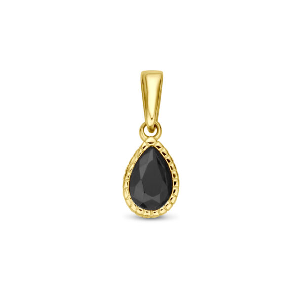 hanger zwart zirkonia 14 mm 14K geelgoud
