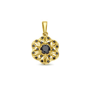 hanger zwart zirkonia 19 mm 14K geelgoud