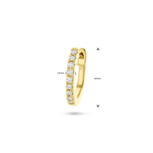 klapoorring diamant 0.03ct h si 9,5 mm per stuk 14K geelgoud - Afbeelding 4