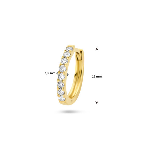 klapoorring diamant 0.075ct g si per stuk 14K geelgoud - Afbeelding 4