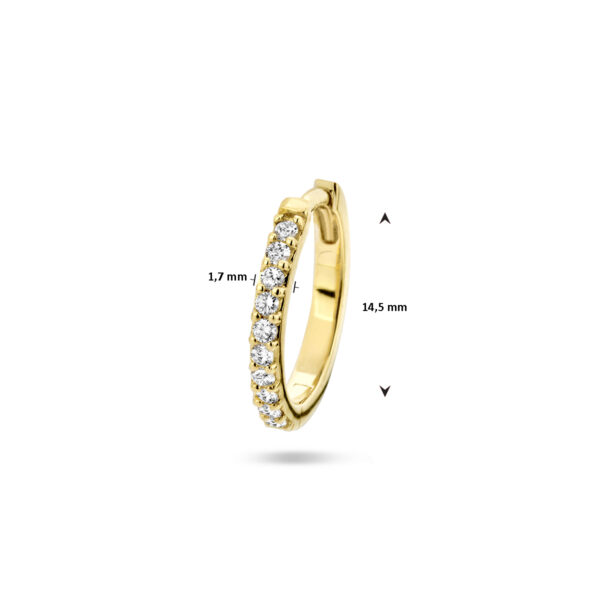 klapoorring diamant 0.11ct h p1 per stuk 14K geelgoud - Afbeelding 4