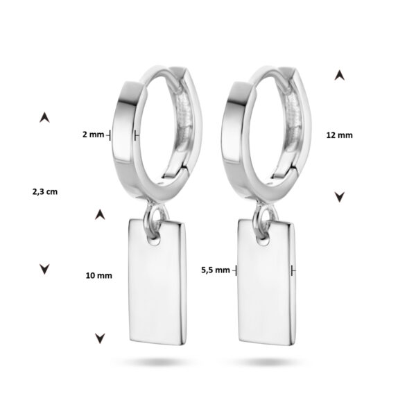 klapoorring hanger rechthoek zilver gerhodineerd - Afbeelding 4
