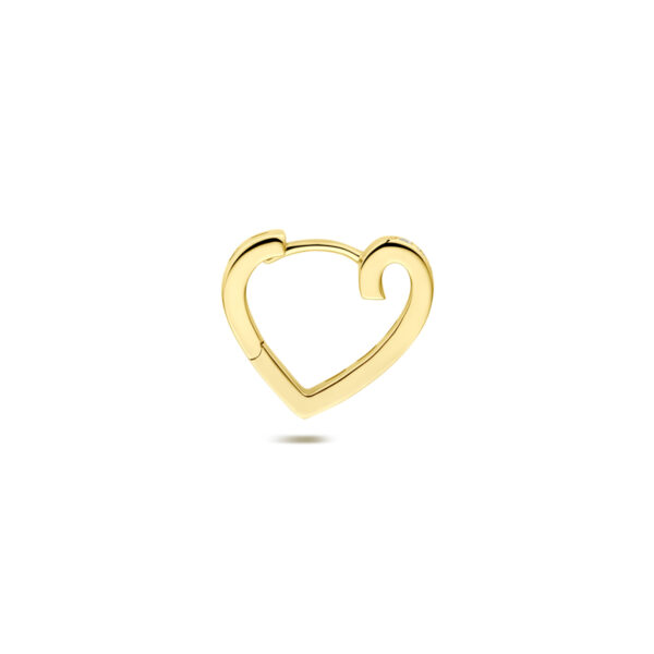 klapoorring hartje diamant 0.11ct h si 13,5 mm per stuk 14K geelgoud - Afbeelding 3