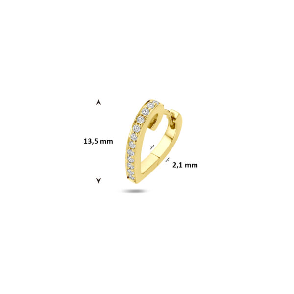 klapoorring hartje diamant 0.11ct h si 13,5 mm per stuk 14K geelgoud - Afbeelding 4