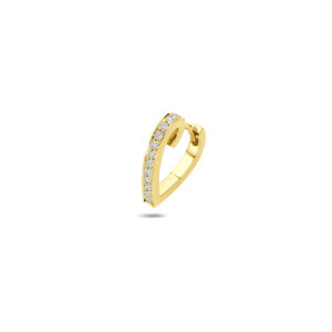 klapoorring hartje diamant 0.11ct h si 13,5 mm per stuk 14K geelgoud