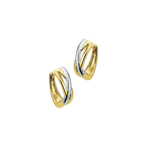 klapoorringen 14K bicolor goud geel/wit