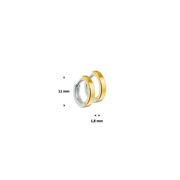 klapoorringen 1,5 mm vlak 14K bicolor goud geel/wit - Afbeelding 2