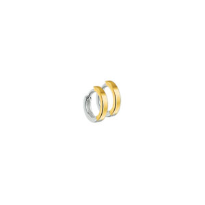 klapoorringen 1,5 mm vlak 14K bicolor goud geel/wit