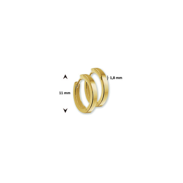 klapoorringen 1,8 mm vlak 14K geelgoud - Afbeelding 3