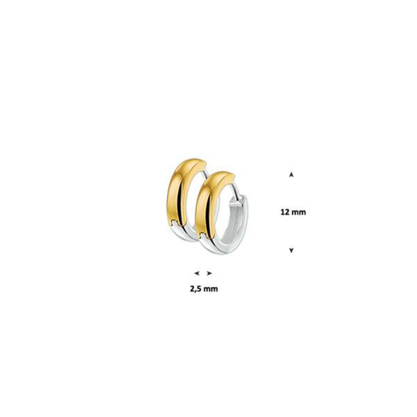 klapoorringen 2,5 mm bol 14K bicolor goud geel/wit - Afbeelding 2