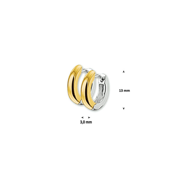 klapoorringen 3,0 mm bol 14K bicolor goud geel/wit - Afbeelding 2