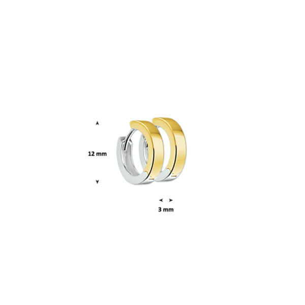 klapoorringen 3,0 mm vlak 14K bicolor goud geel/wit - Afbeelding 2