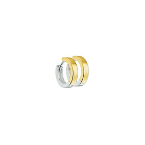 klapoorringen 3,0 mm vlak 14K bicolor goud geel/wit