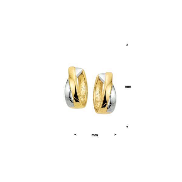 klapoorringen 4,0 mm 14K bicolor goud geel/wit - Afbeelding 2