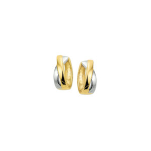 klapoorringen 4,0 mm 14K bicolor goud geel/wit