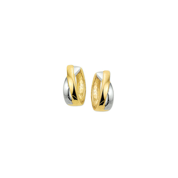 klapoorringen 4,0 mm 14K bicolor goud geel/wit