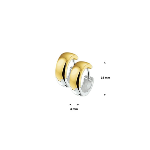 klapoorringen 4,0 mm bol 14K bicolor goud geel/wit - Afbeelding 2
