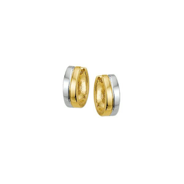 klapoorringen 4,5 mm vlak 14K bicolor goud geel/wit