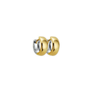 klapoorringen 5,0 mm bol 14K bicolor goud geel/wit