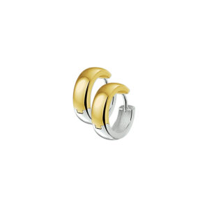 klapoorringen 5,0 mm bol 14K bicolor goud geel/wit