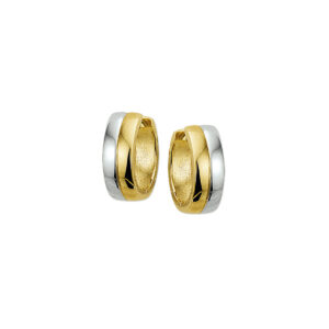 klapoorringen 5,5 mm vlak 14K bicolor goud geel/wit