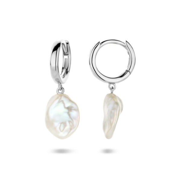 klapoorringen barok parel 24 mm zilver gerhodineerd - Afbeelding 3