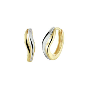 klapoorringen bicolor gestift 14K geelgoud